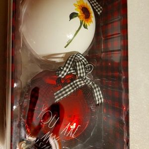 RAE DUNN You Are My Sunshine Ornament Set NWT Sunflowers